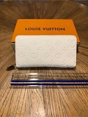 Louis Vuitton White Embossed Monogram Zip Around Wallet